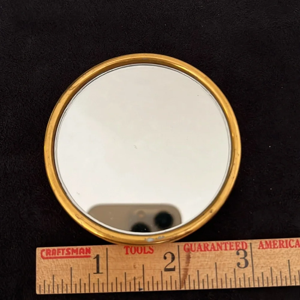 Antique Porcelain Gold guild edges hand size compact mirror vanity